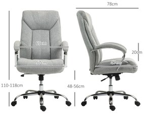 Vinsetto Scaun de birou ergonomic, spatar inalt, husa de respirabil, inaltime ajustabila, Gri | Aosom Romania