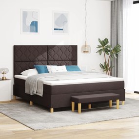 vidaXL Pat cu arcuri cu saltea și băncuță maro închis 180x200 cm țesătură
