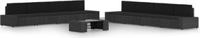 vidaXL Set mobilier de grădină, 9 piese, negru, poliratan
