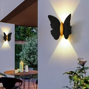 Aplica Exterior In Forma De Fluture, Negru, 6W