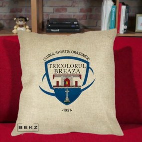Perna Personalizata CSO Tricolorul Breaza 1951, 40x40 cm, Crem, Husa Detasabila, Perna Inclusa, BEKZ®