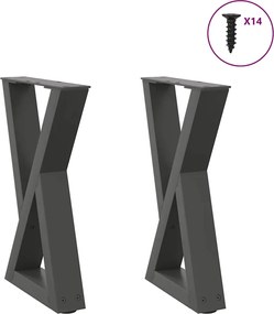 vidaXL Picioare pentru măsuță de cafea, 2 buc., antracit, 28x(42-43,3) cm, oțel