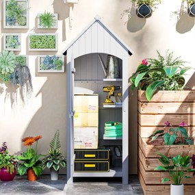 Outsunny Magazie de Scule de Gradina din Lemn Impermeabila cu Usi si Rafturi, 77.5x54.2x179.5 cm | Aosom Romania