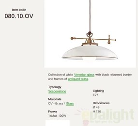 Lustra, Pendul rustic Venetian glass, fabricat manual diam.49cm Country 080.10.OV