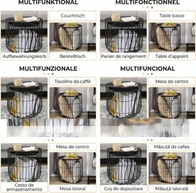 HOMCOM Set Mese Rotunde Suprapuse din Oțel, Blat Detașabil, Design Modern pentru Living, Negru | Aosom Romania