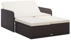 vidaXL Set mobilier de grădină cu perne, 2 piese, maro, poliratan