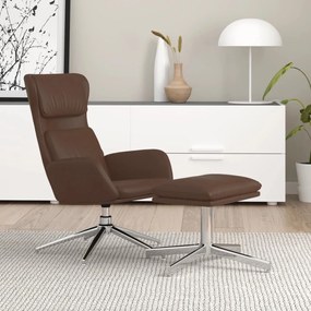 3097832 vidaXL Scaun de relaxare cu taburet, maro lucios, piele artificială