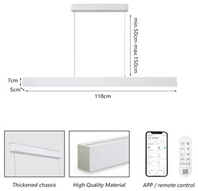 Brilagi - LED lustră dimabilă SLEEKLINE SMART LED/40W/230V Wi-Fi Tuya alb + telecomandă