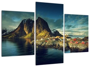 Tablou cu sat de pescari din Norvegia (90x60 cm)
