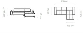 Coltar living Volta pe dreapta - L276 x l177 x h96 cm