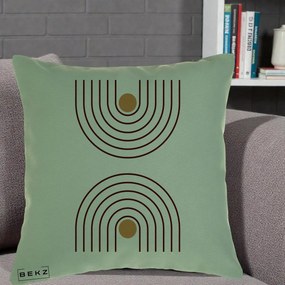 Perna Decorativa Geometric Boho Arc, 40x40 cm, Verde, Husa Detasabila, Perna Inclusa, BEKZ®