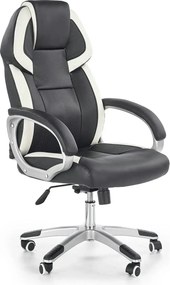 Scaun de birou BARTON, negru/alb, piele ecologica perforata, 64x68x115