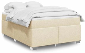 vidaXL Pat box spring cu saltea, crem, 140x200 cm, textil