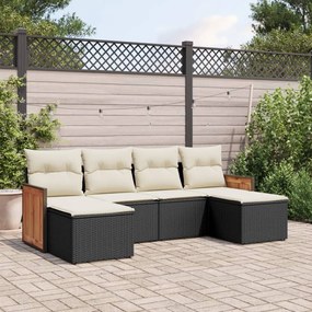 3260299 vidaXL Set mobilier de grădină cu perne, 6 piese, negru, poliratan