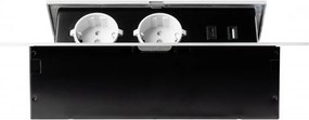 Priză încorporabilă în blat GTV, 2 prize Schuko, USB A + C, alb, 265 x130 mm Aluminiu/ plastic, Alb, L:265 mm; l:130 mm; H:110 mm