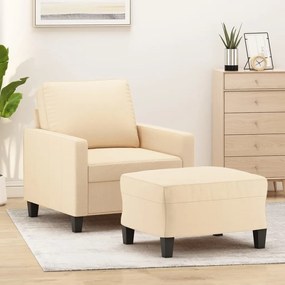 3153361 vidaXL Fotoliu canapea cu taburet, crem, 60 cm, material textil