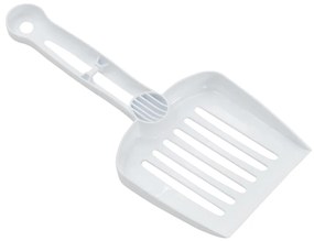 Litiera de colt pentru pisici, alb si albastru, 56x40x14 cm, PP