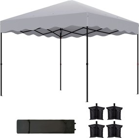 Outsunny 3 x 3 m pavilion pop-up, cort de grădină cu înălțime reglabilă, cu geantă cu role, pentru grădină, terasă, metal, material textil, Gri deschis | Aosom Romania