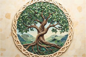 Tablou – Arborele vieții împletit (90x60 cm)