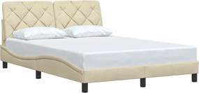 vidaXL Cadru de pat fără saltea, crem, 140x190 cm, textil