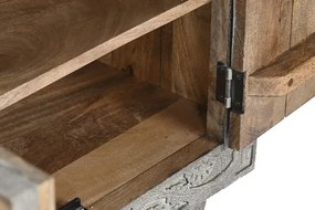Comoda TV, gri, din lemn masiv sculptat, Arvane