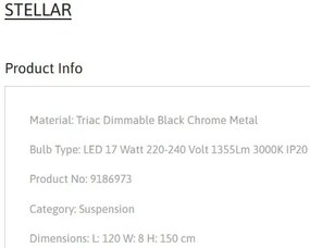 Lustra LED design ambiental deosebit Stellar L-120cm, negru
