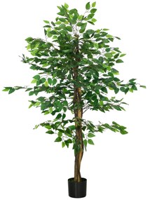 HOMCOM Ficus artificial cu ghiveci de 5 ft, planta artificiala de interior, exterior, pentru decorarea camerei de zi, biroului