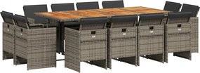 vidaXL Set mobilier de grădină cu perne, 13 piese, gri, poliratan