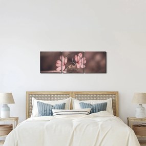Tablou cu floare roz (cu ceas) (90x30 cm)