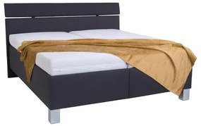 Pat tapițat ALIS 180 x 200 cm, cu saltea și spațiu de depozitare, antracit