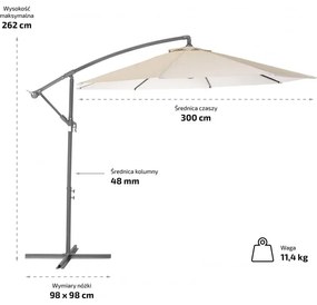 Umbrela de soare pliabila SOLIMARE 300 cm, albastra