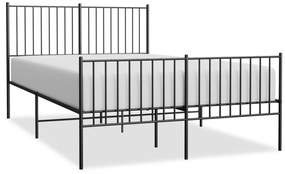 350883 vidaXL Cadru pat metalic cu tăblie de cap/picioare, negru, 140x200 cm
