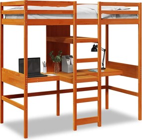 vidaXL Cadru pat supraetajat fără saltea maro 90x190 cm lemn masiv pin