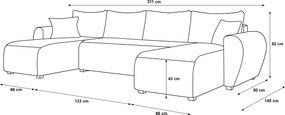 Canapea extensibila reversibila in forma de U SEVIO 311x145 cm, gri inchis + 2 pernute GRATIS