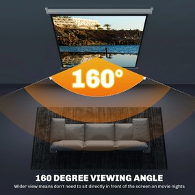 HOMCOM Ecran de Proiecție TV și Proiector de Cinema 4k, Fixare pe Perete sau Tavan, 149x149 cm, Alb | Aosom Romania