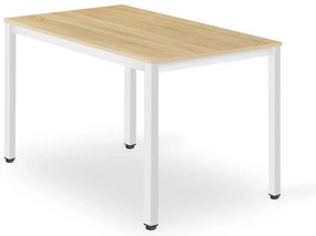 Masa de sufragerie alba cu blat in decor stejar TESSA 120x60 cm