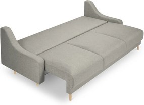 Canapea extensibilă cu spațiu de depozitare Mazzini Sofas Freesia, gri deschis