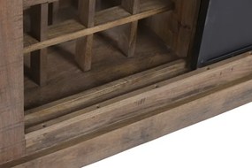 Vitrină bar din lemn masiv de mango și metal, 115 x 45 x 190 cm, finisaj natural, „Bottle Rack"