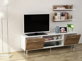 Comoda TV Derma - Alb, Walnut