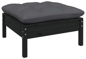 Set mobilier grădină cu perne, 14 piese, negru, lemn masiv pin