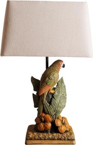 Lampa de masa, din rasina, cu abajur din in, Parrot