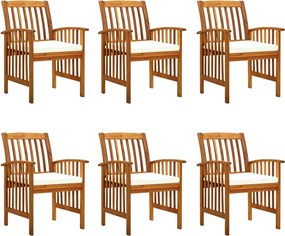 vidaXL Scaune de grădină cu perne, 6 buc., lemn masiv de acacia