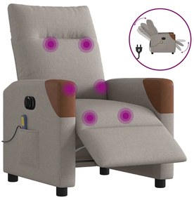 vidaXL Fotoliu electric de masaj rabatabil, gri taupe, textil