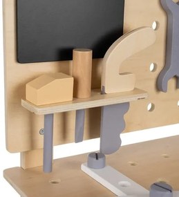 Banc de lucru din lemn cu unelte pentru copii