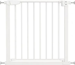 Poarta de siguranta copii Kidizi Rexa alb, reglabila 75–82 cm, montaj prin presiune, inchidere automata, certificata EN 1930