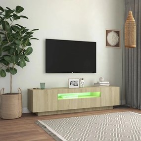 Comoda TV cu lumini LED, stejar sonoma, 160x35x40 cm Stejar sonoma, 1