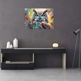 Tablou pe sticlă - Pictură de o bufniță (70x50 cm)