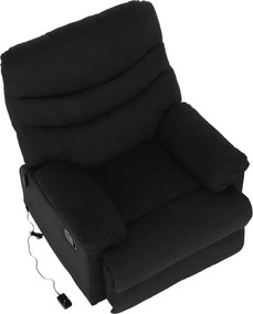 Fotoliu reglabil masaj, material textil catifea negru, LAMBERT