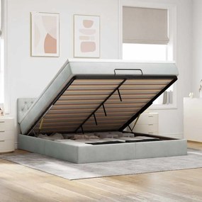 vidaXL Cadru de pat otoman cu saltea Gri deschis 160x200cm catifea