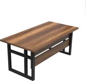 Masa birou MN01-BA, nuc inchis/negru, PAL melaminat/metal, 180x90x73 c